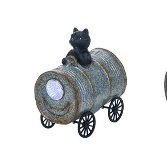 Transpac Resin 5in Silver Halloween Light Up Musical Barrel Figurine Set of 3 - Picture 3 of 15